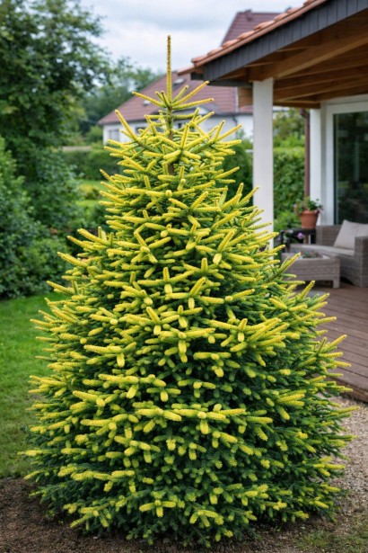 Ялиця іспанська Ауреа в ландшафті